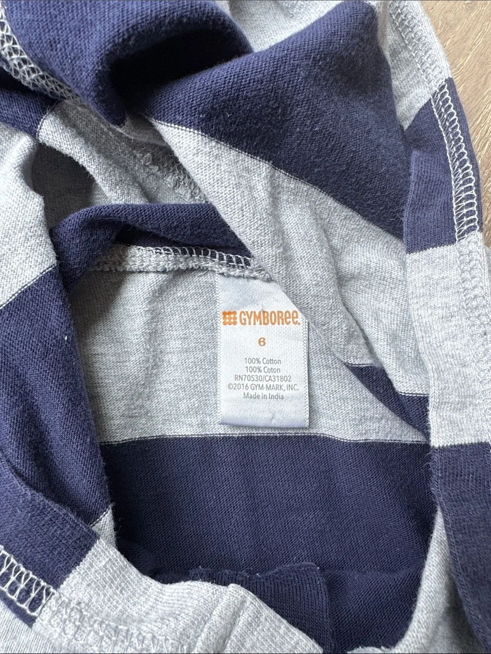 Gymboree Navy & Light Gray Striped Hooded Shirt